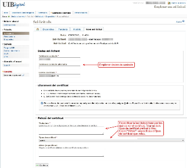 Sol·licituds PDI - Emplenar